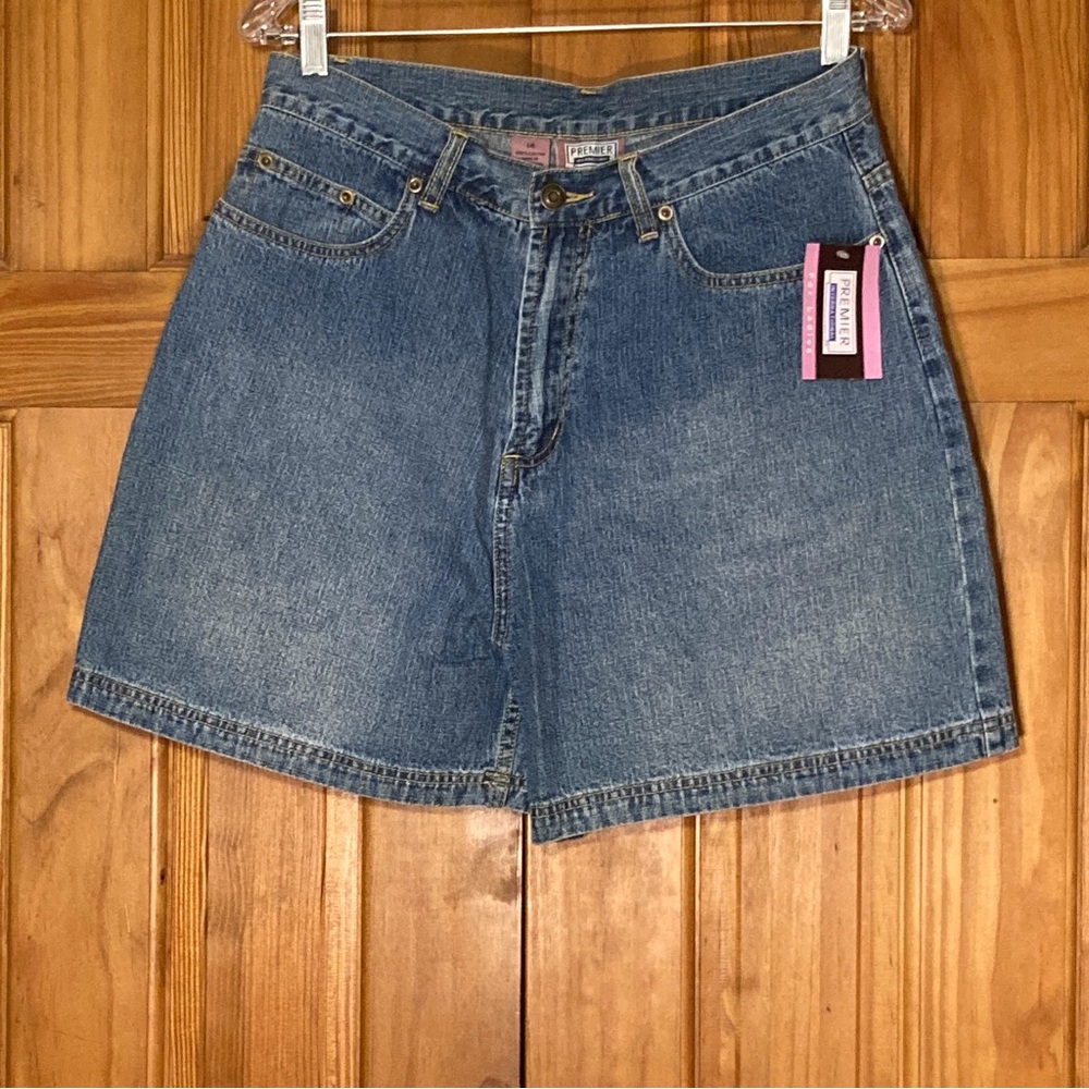 NWT Premier International Vintage 90s Denim Jean Shorts High Rise Blue Size 14